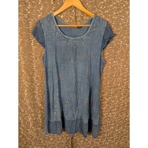 Vintage Raya Sun Y2K 90s Short Sleeve Blue Dress Women's‎ Large